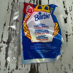 McDonalds 1999 "BIRTHDAY PARTY BARBIE" Happy Meal Toy W/Base Sealed #5 Vintage